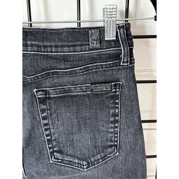 7 for all Mankind Bootcut Cropped Jeans Womens 27 Black Denim Bardot‎ Pocket - Picture 6 of 12